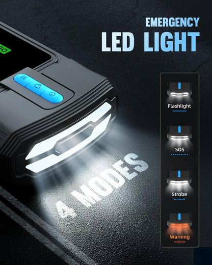 Car Jump Starter with Air Compressor, Hemingson 160PSI 3000A Portable Car Battery Jump Starter (9.0L Gas/8.0L Diesel), 12V Car Battery Jump Box Jumper Starter with Oversized LCD Display, Lights - Image 6
