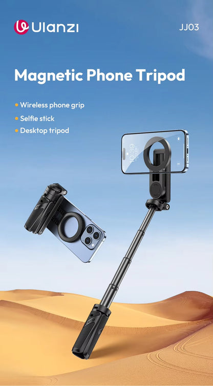 Ulanzi JJ03 Magnetic Phone Tripod Wireless Phone Grip Selfie Stick Desktop Tripod with Remote Control Photography Livestreaming










 - Image 8