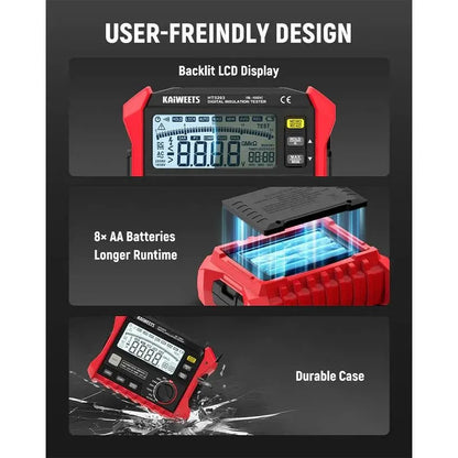 KAIWEETS Megohmmeter, Insulation Resistance Tester, Up to 100GΩ, 50V/100V/250V/500V/1000V, One-Touch DAR/PI, with AC/DC Voltage Testing for Motors, Solar, HVAC - Image 5