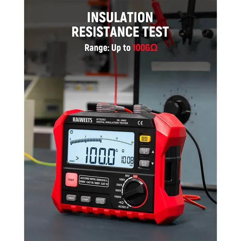 KAIWEETS Megohmmeter, Insulation Resistance Tester, Up to 100GΩ, 50V/100V/250V/500V/1000V, One-Touch DAR/PI, with AC/DC Voltage Testing for Motors, Solar, HVAC - Image 9