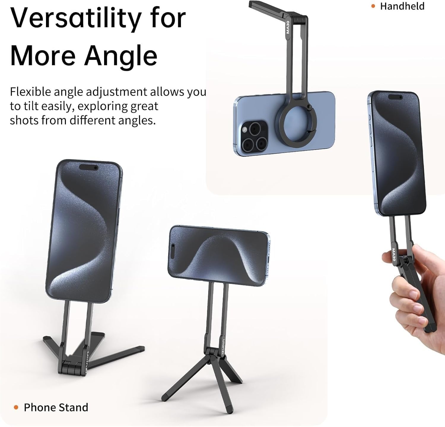 ULANZI MA30 Magnetic Phone Tripod Stand for iPhone - Aluminium Maglock Smartphone Mini Tripod Pocket Cell Phone Stand Dual-Sided Magnet Quick Mount Compatible with iPhone 16 15 14 13 12 Magsafe
(Dark Grey) - Image 5