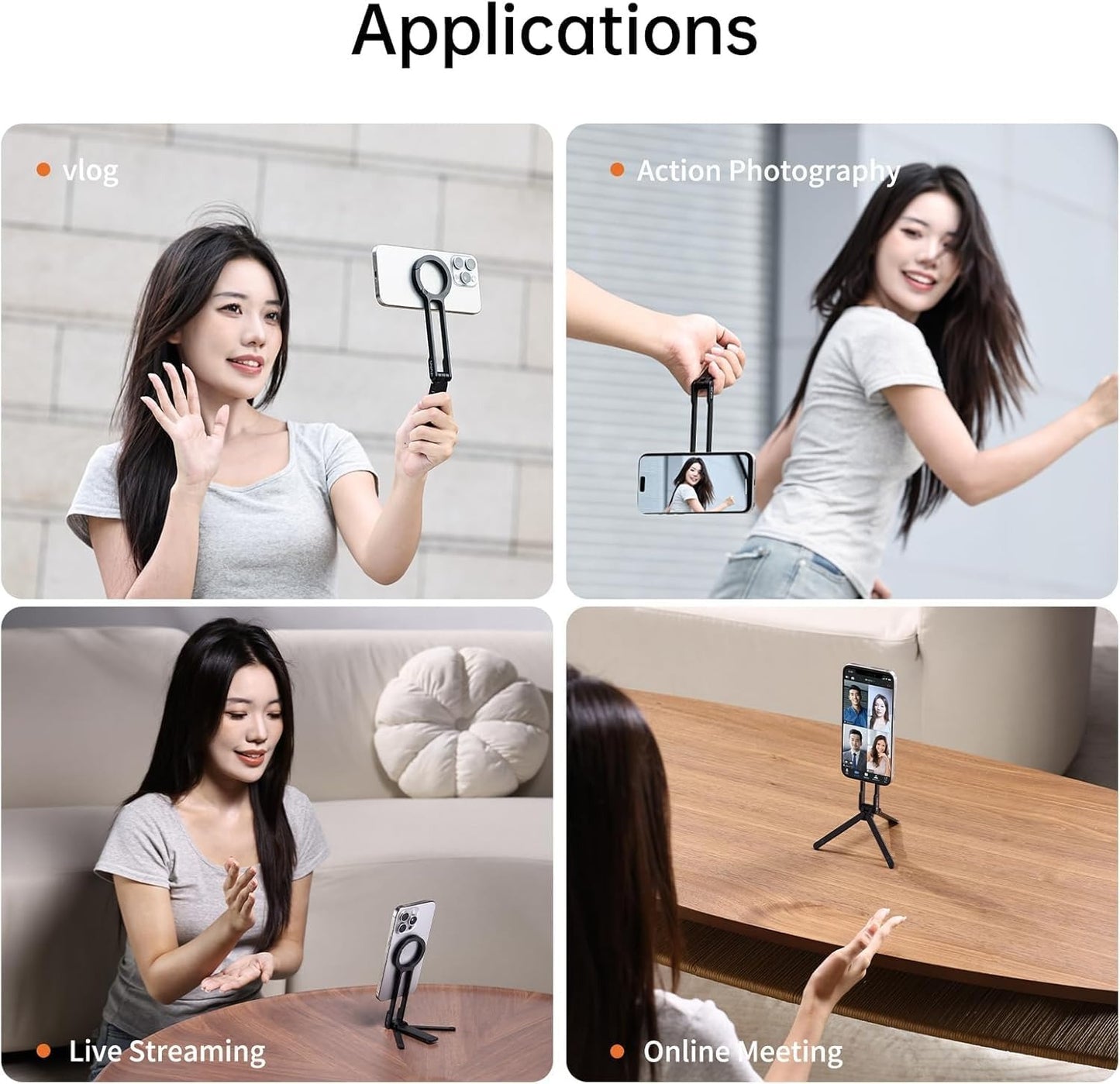 ULANZI MA30 Magnetic Phone Tripod Stand for iPhone - Aluminium Maglock Smartphone Mini Tripod Pocket Cell Phone Stand Dual-Sided Magnet Quick Mount Compatible with iPhone 16 15 14 13 12 Magsafe
(Dark Grey) - Image 7