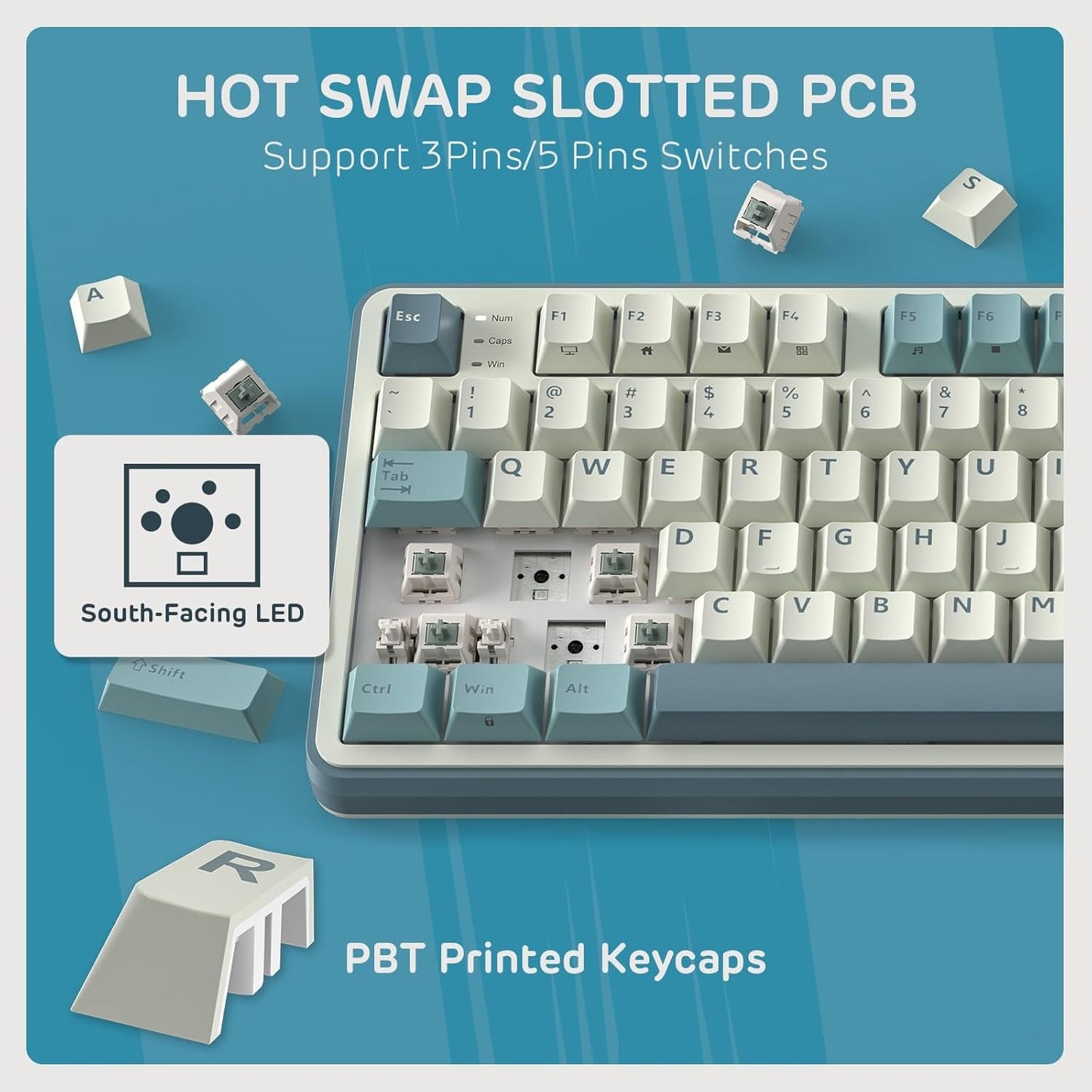 RK ROYAL KLUDGE S98 Mechanical Keyboard w/Smart Display & Knob, Top Mount 96% Wireless Mechanical Keyboard BT/2.4G/USB-C, Hot Swappable, Pale Green Switch 98 Keys
 - Image 6