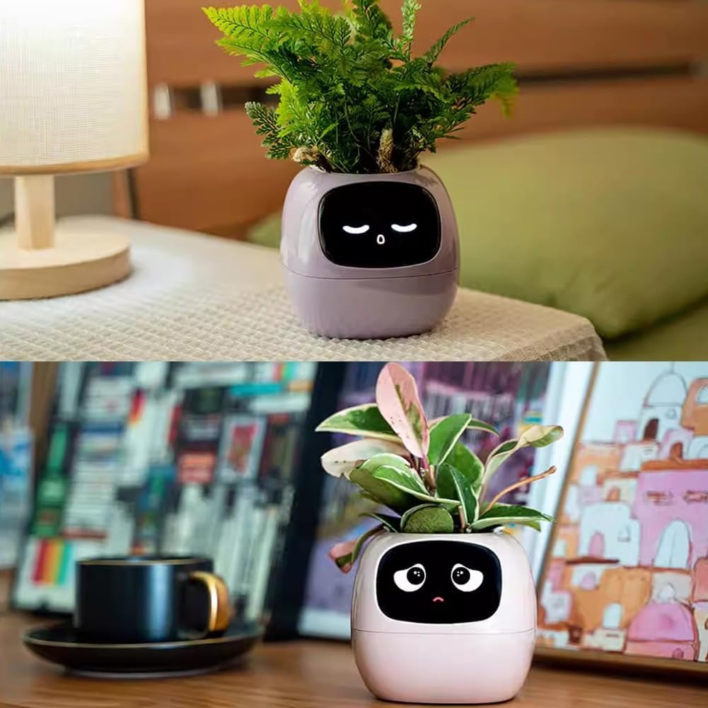 Intelligent Flower Pot, Electronic Bud, Maintenance Plant Assistant, Fun Interactive Flower Pot, Indoor Green Planting Monitoring, LCD Screen Display, Cell Phone APP Connection (Pink)

 - Image 3