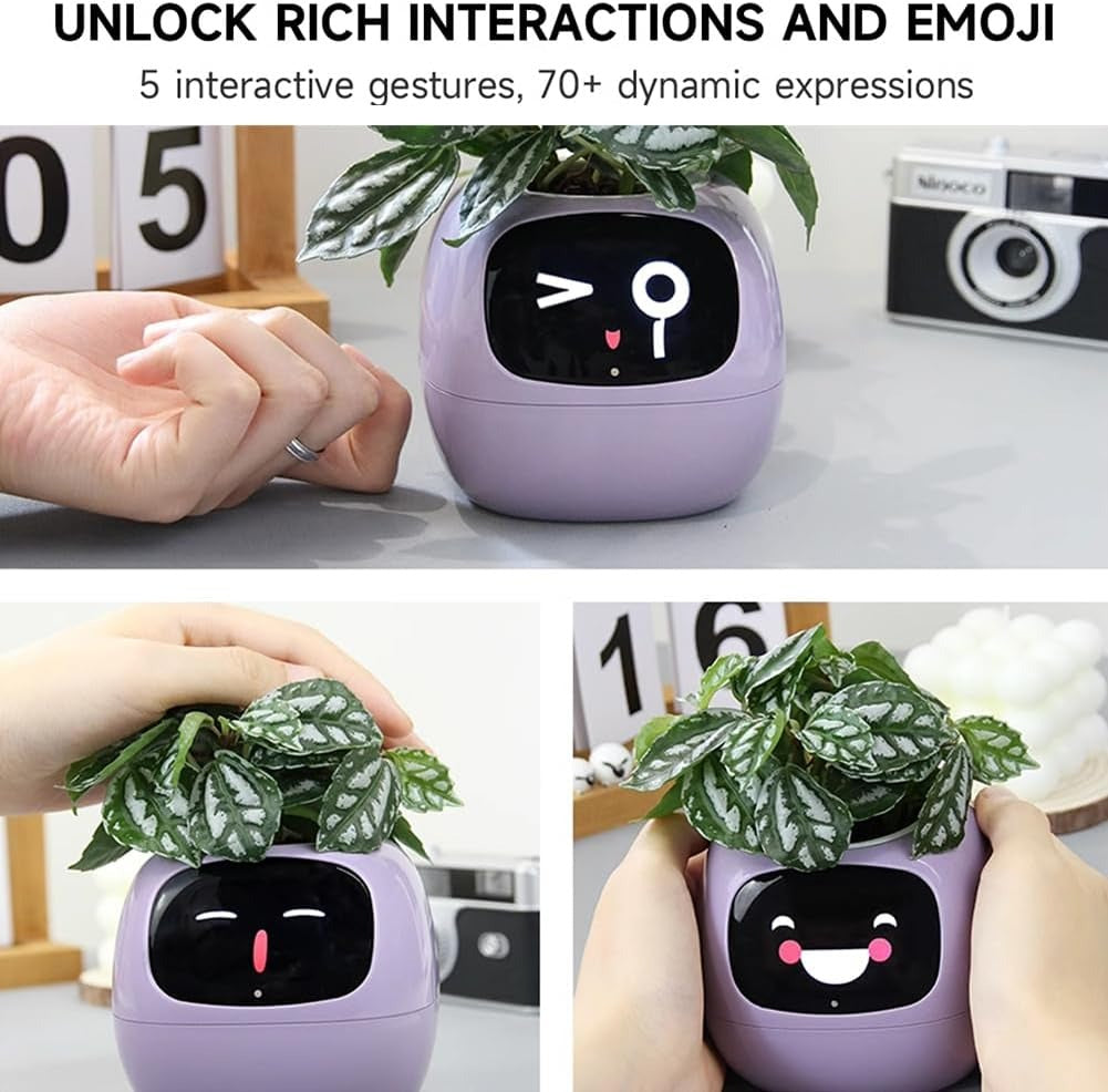 Intelligent Flower Pot, Electronic Bud, Maintenance Plant Assistant, Fun Interactive Flower Pot, Indoor Green Planting Monitoring, LCD Screen Display, Cell Phone APP Connection (White)

 - Image 4