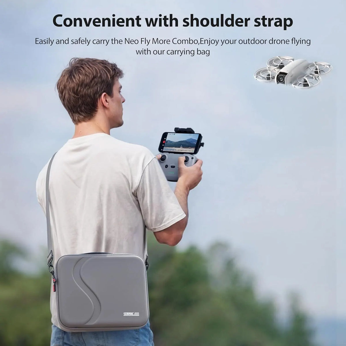 STARTRC Carrying Case for DJI Neo Portable PU Storage Protective Bag for DJI Neo Fly More Combo Accessories, Compatible with RC-N3 Remote Controller, Neo Intelligent Flight Battery, Charging Hub - Image 3