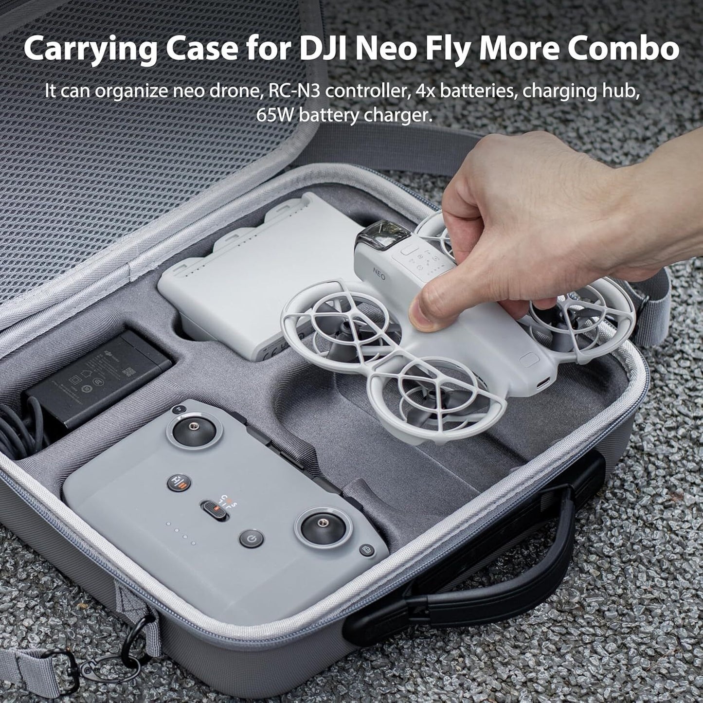 STARTRC Carrying Case for DJI Neo Portable PU Storage Protective Bag for DJI Neo Fly More Combo Accessories, Compatible with RC-N3 Remote Controller, Neo Intelligent Flight Battery, Charging Hub

 - Image 2