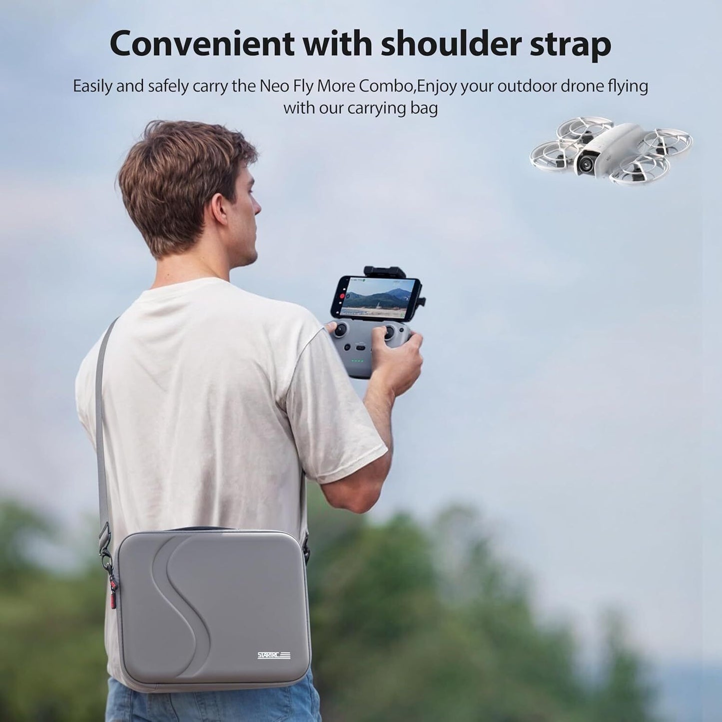 STARTRC Carrying Case for DJI Neo Portable PU Storage Protective Bag for DJI Neo Fly More Combo Accessories, Compatible with RC-N3 Remote Controller, Neo Intelligent Flight Battery, Charging Hub

 - Image 3
