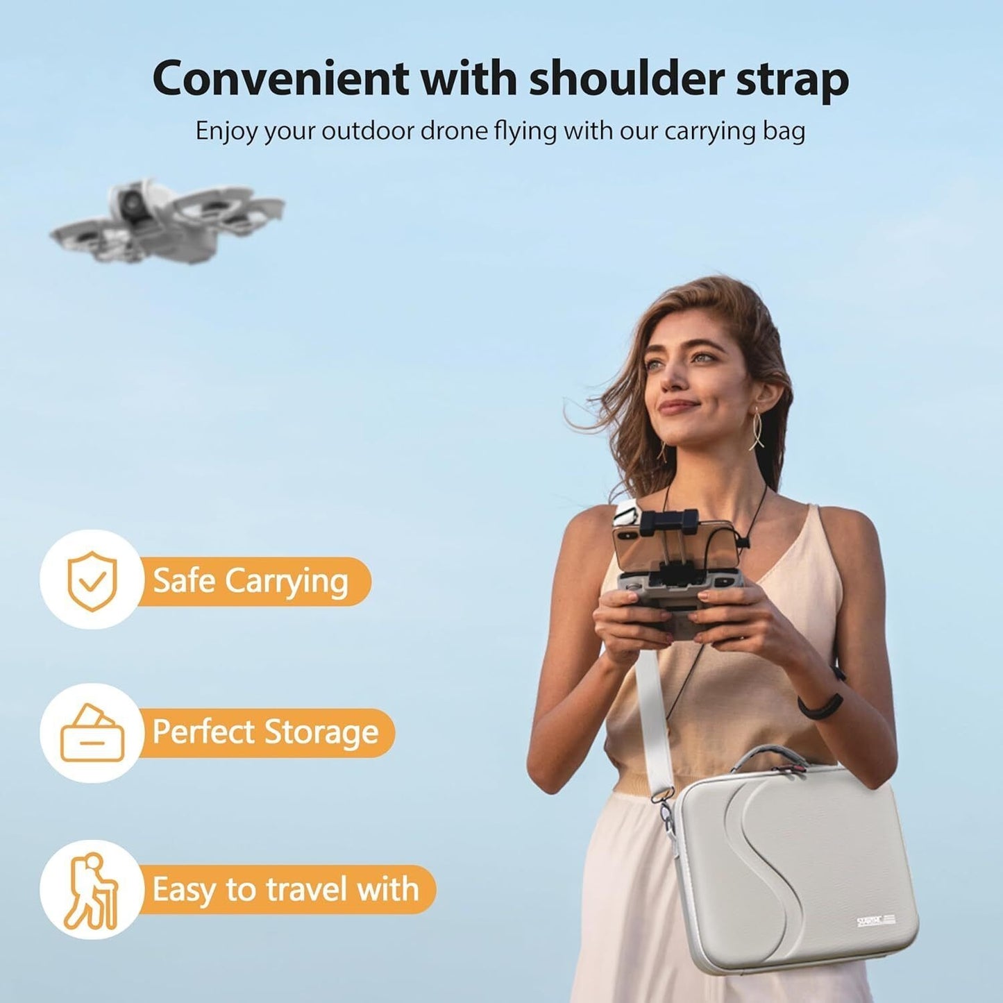 STARTRC Carrying Case for DJI Neo Portable PU Storage Protective Bag for DJI Neo Fly More Combo Accessories, Compatible with RC-N3 Remote Controller, Neo Intelligent Flight Battery, Charging Hub

 - Image 4