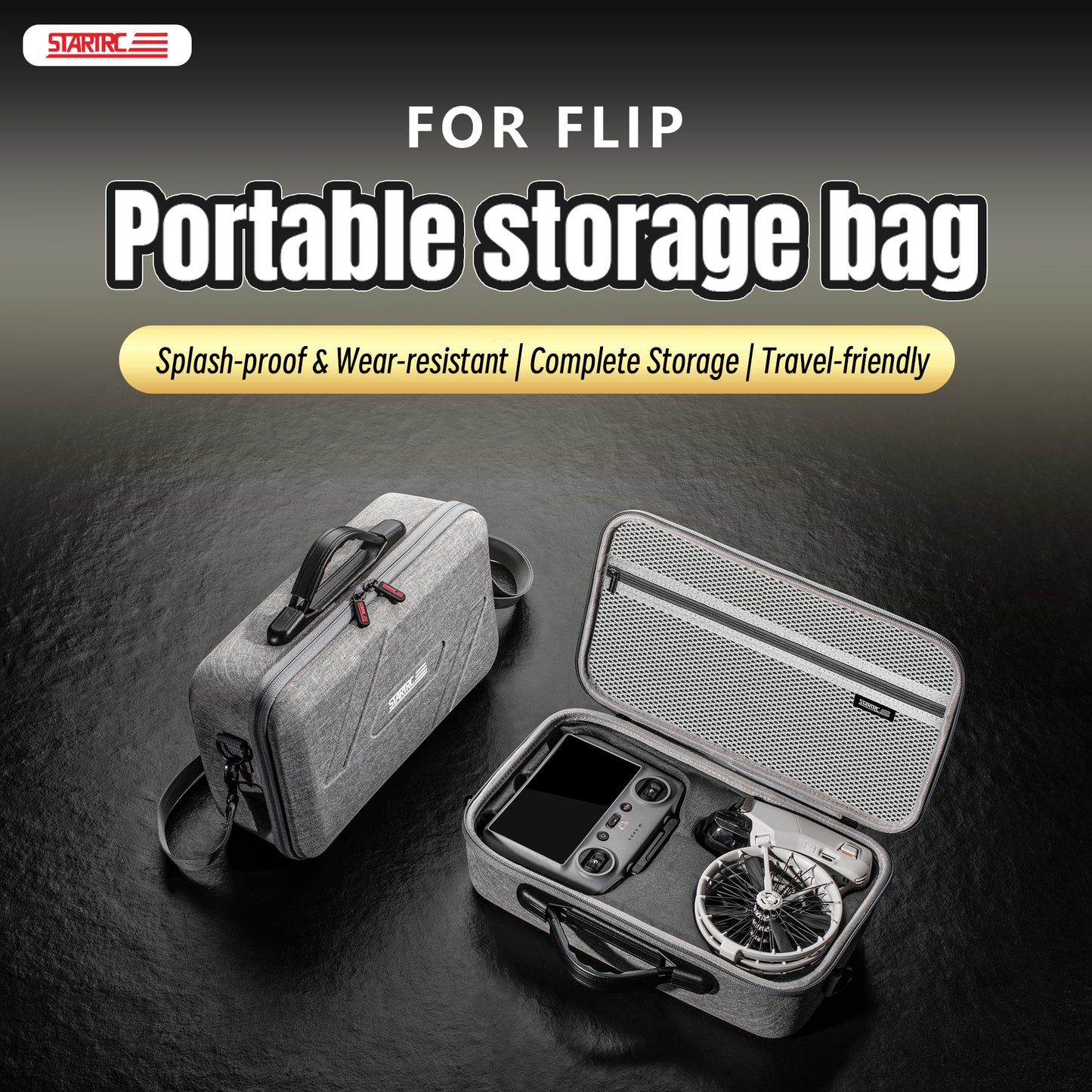 STARTRC Flip Drone Case for DJI Flip Fly More Combo,Portable PU Leather Shoulder Bag Can Organizes RC2/RC-N3 Remote, 7 Original Batteries, Charging Hub, 65W Charger, Flip Drone and Other Accessories

 - Image 3