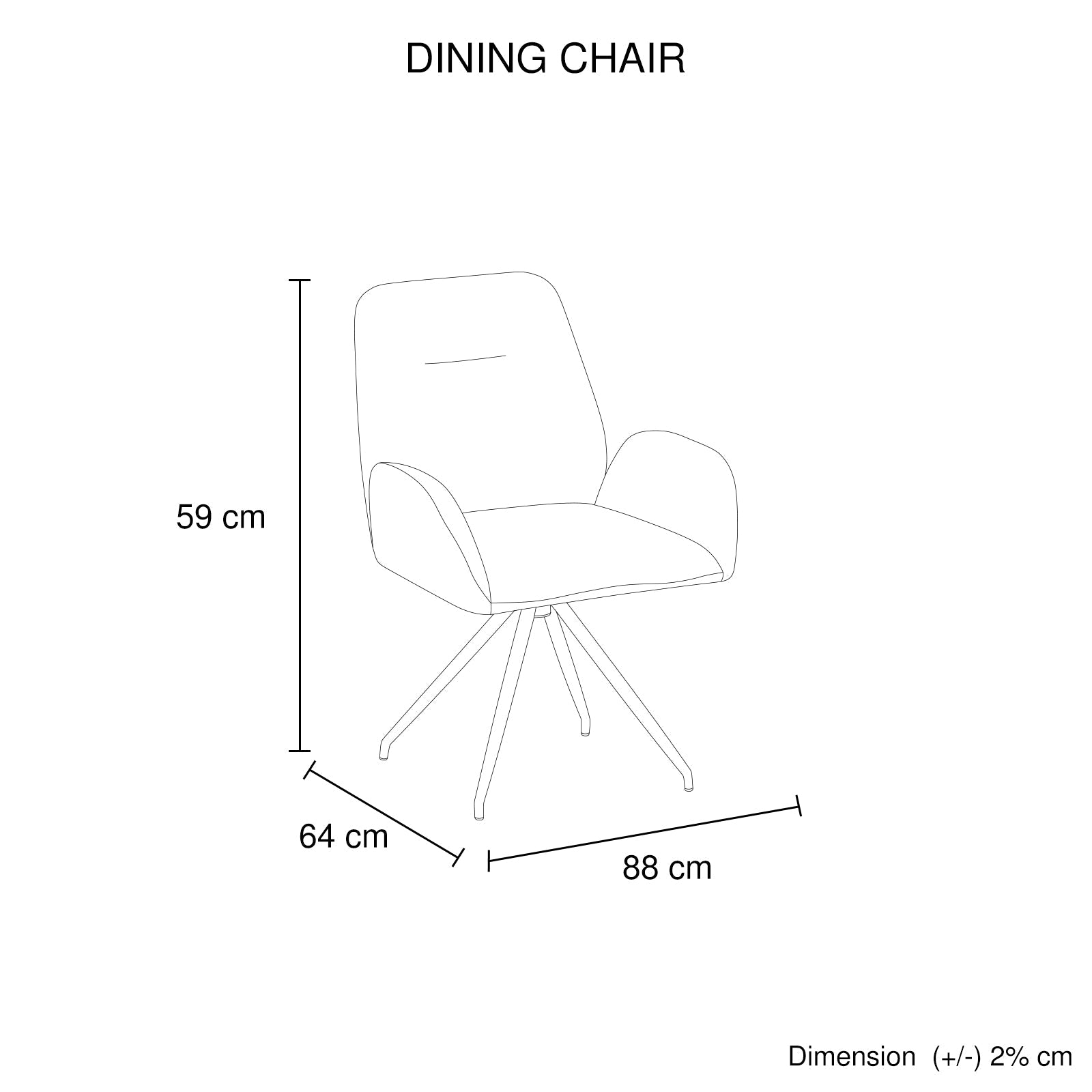 Dining Chair Linen Fabric Upholstered Seat Powder Coated Iron Legs - Image 3