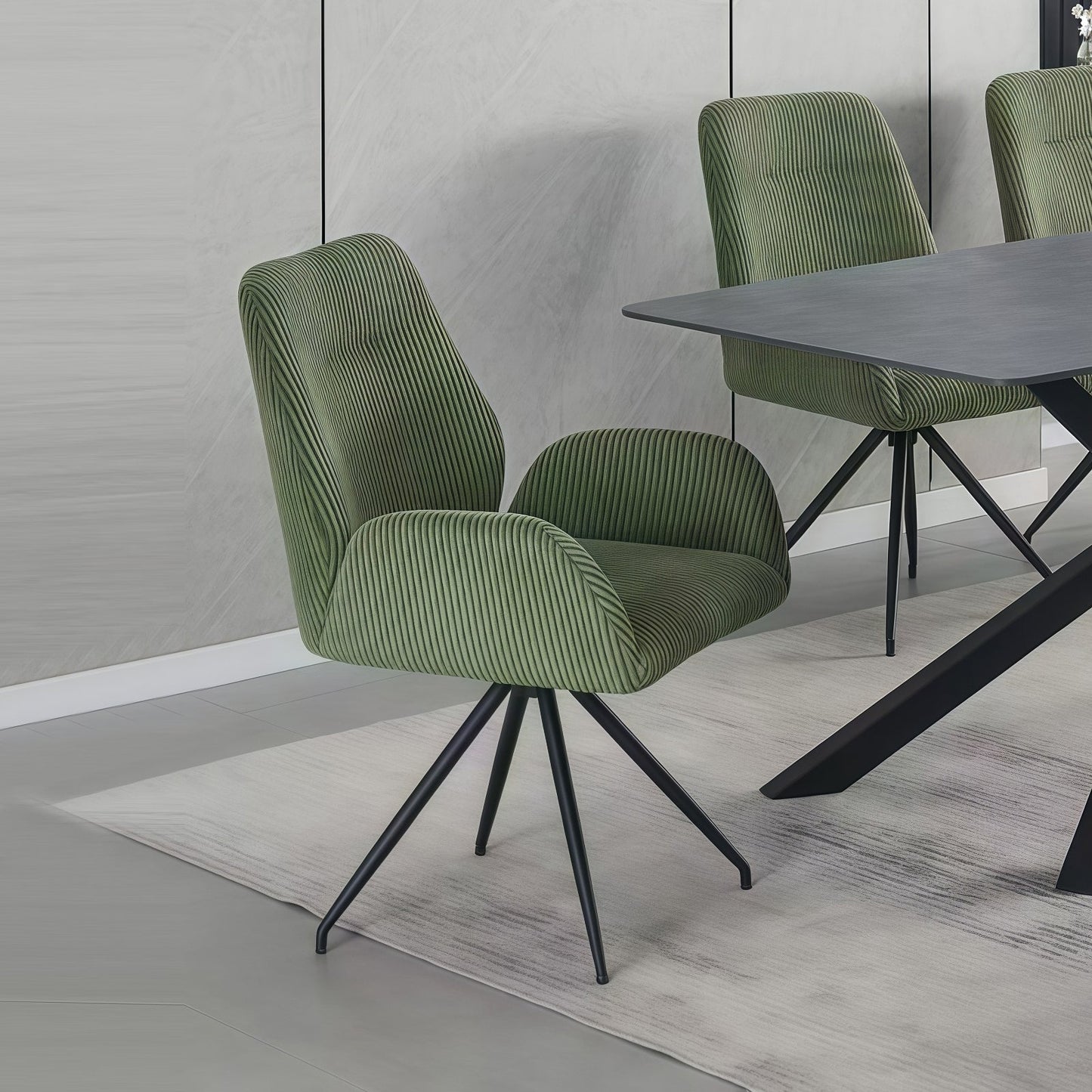 Dining Chair Linen Fabric Upholstered Seat Powder Coated Iron Legs - Image 4