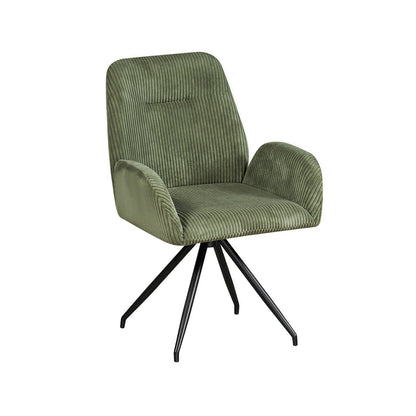 Dining Chair Linen Fabric Upholstered Seat Powder Coated Iron Legs - Image 5