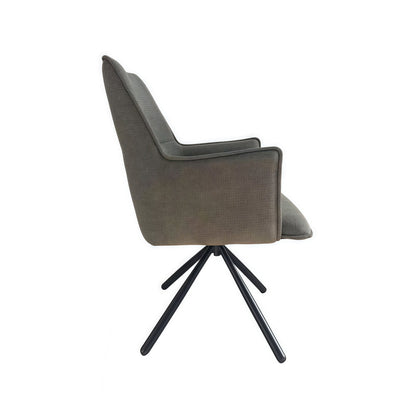 Dining Chair Green Linen Fabric Upholstered Seat Powder Coated Iron Legs - Image 4