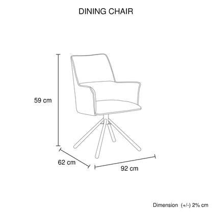Dining Chair Green Linen Fabric Upholstered Seat Powder Coated Iron Legs - Image 6