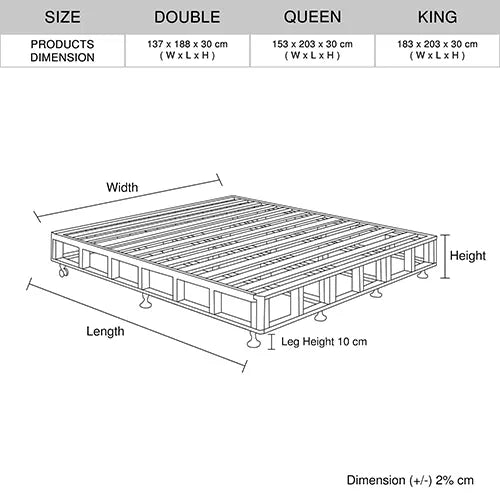Mattress Base Ensemble Double Size Solid Wooden Slat in Charcoal with Removable Cover - Image 5