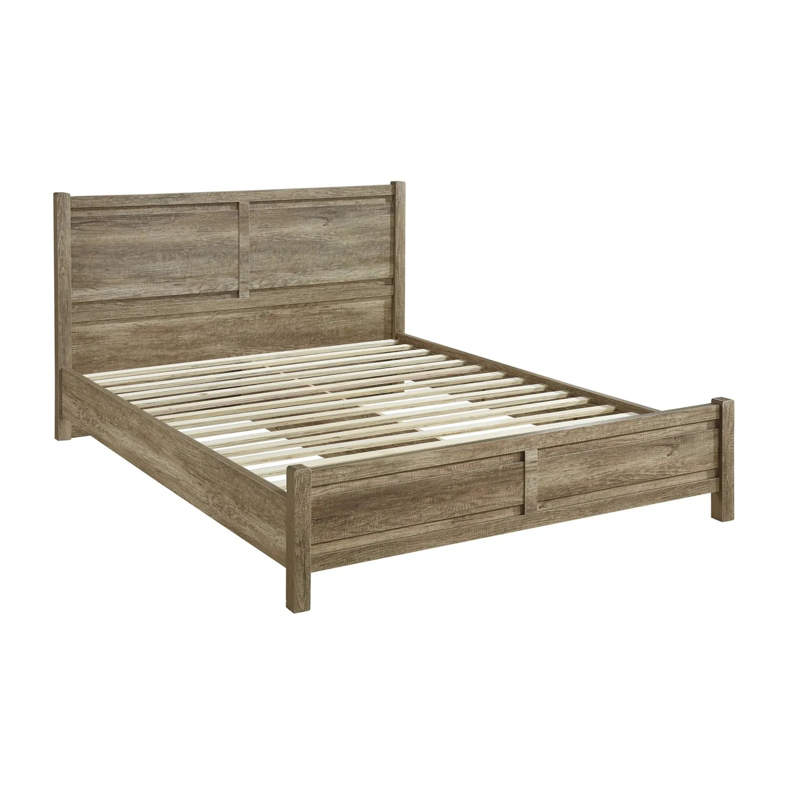 4 Pieces Bedroom Suite Natural Wood Like MDF Structure King Size Oak Colour Bed, Bedside Table & Tallboy - Image 2