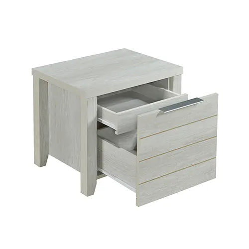 4 Pieces Bedroom Suite Natural Wood Like MDF Structure Queen Size White Ash Colour Bed, Bedside Table & Tallboy - Image 6