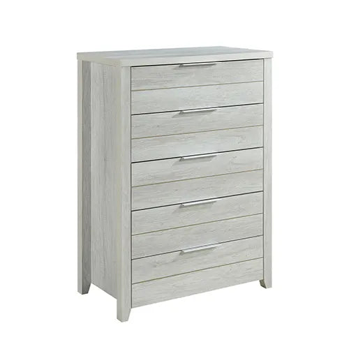4 Pieces Bedroom Suite Natural Wood Like MDF Structure Queen Size White Ash Colour Bed, Bedside Table & Tallboy - Image 7