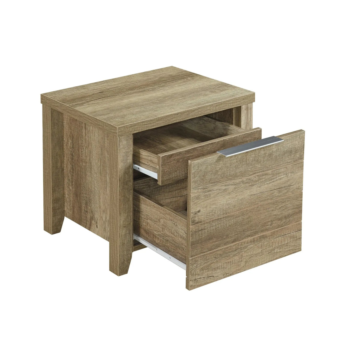 5 Pieces Bedroom Suite Natural Wood Like MDF Structure Double Size Oak Colour Bed, Bedside Table, Tallboy & Dresser - Image 5