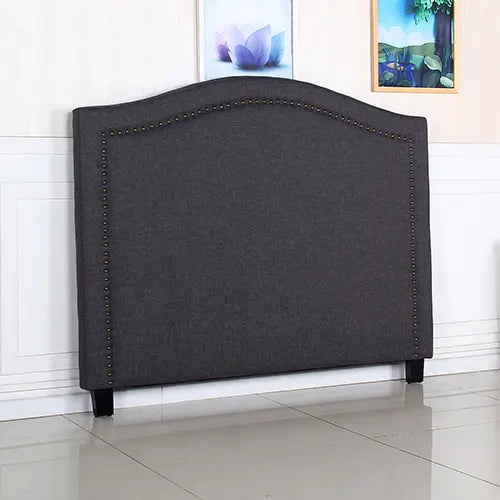 Bed Head Queen Size Charcoal Headboard with Curved Design Upholstery Linen Fabric - Image 3
