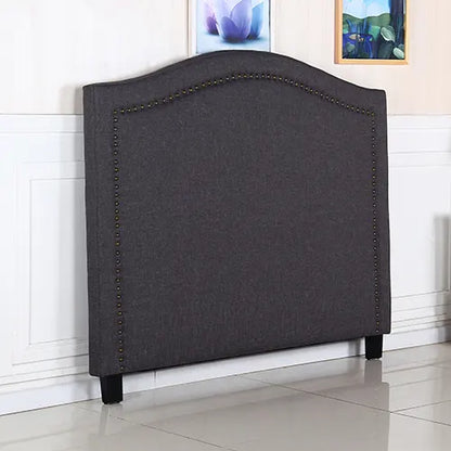 Bed Head Queen Size Charcoal Headboard with Curved Design Upholstery Linen Fabric - Image 4