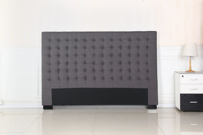 Bed Head King Charcoal Headboard Upholstery Fabric Tufted Buttons - Image 2