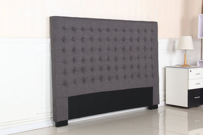 Bed Head King Charcoal Headboard Upholstery Fabric Tufted Buttons - Image 4
