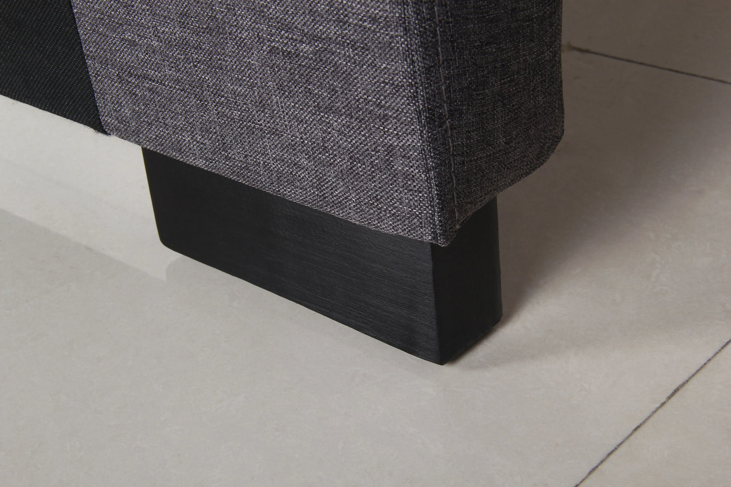 Bed Head King Charcoal Headboard Upholstery Fabric Tufted Buttons - Image 6