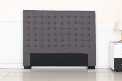 Bed Head Queen Charcoal Headboard Upholstery Fabric Tufted Buttons - Image 2
