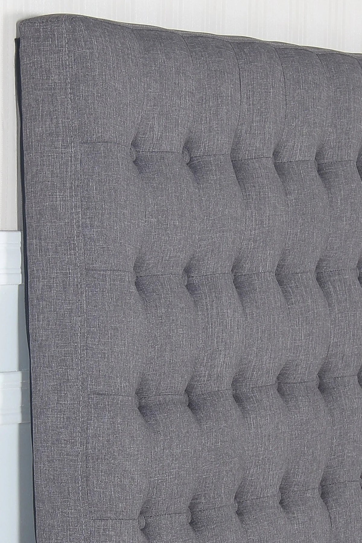 Bed Head Queen Charcoal Headboard Upholstery Fabric Tufted Buttons - Image 5