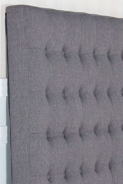 Bed Head Queen Charcoal Headboard Upholstery Fabric Tufted Buttons - Image 5