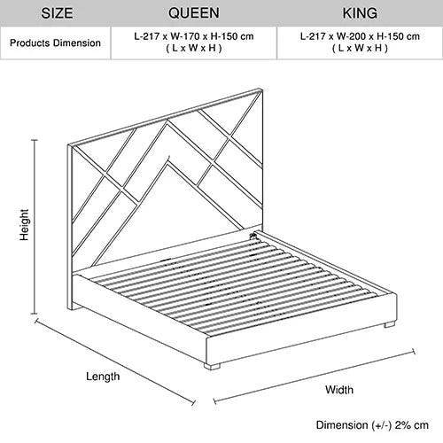 Matrix Bed Frame Fabric Padded Upholstery High Quality Slats Polished Stainless Steel Feet - Image 5