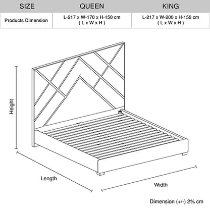 Matrix Bed Frame Fabric Padded Upholstery High Quality Slats Polished Stainless Steel Feet - Image 5