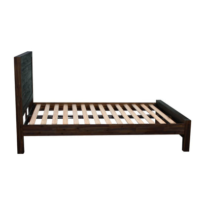 Bed Frame Double Size in Solid Wood Veneered Acacia Bedroom Timber Slat in Chocolate - Image 4