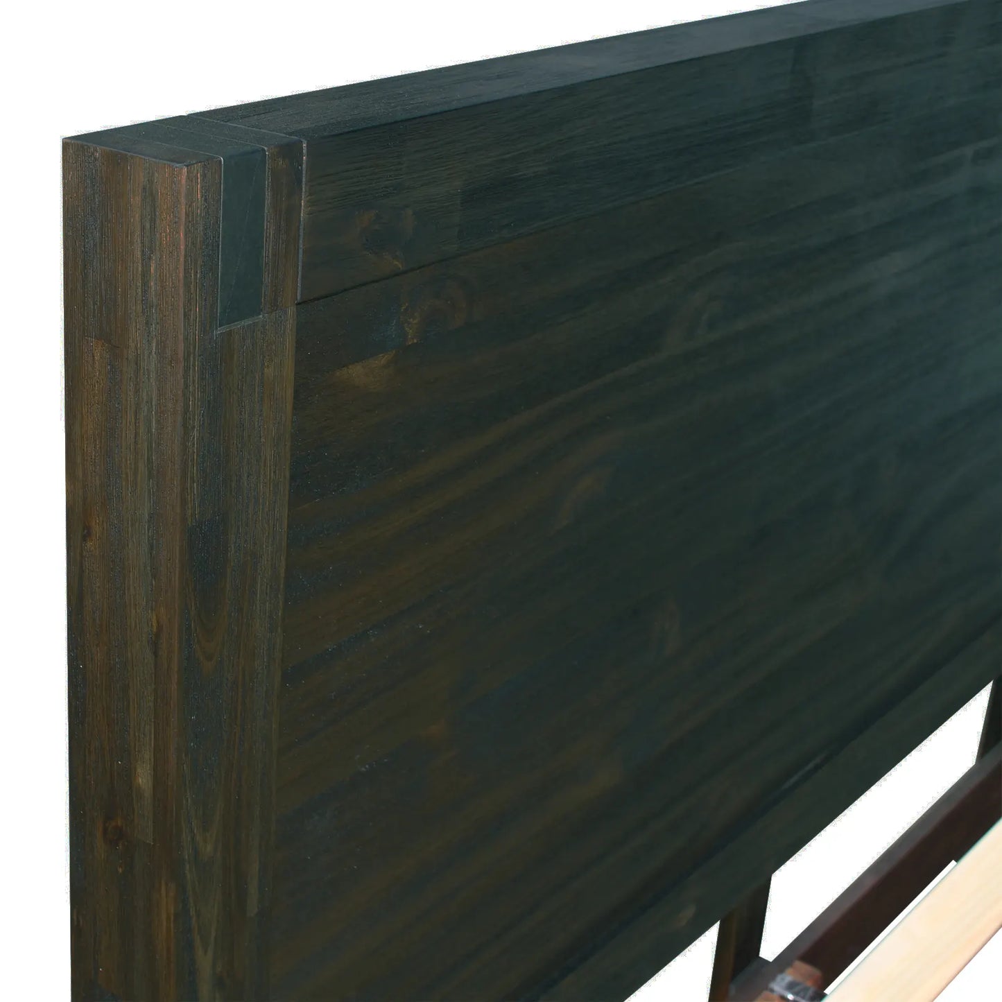 Bed Frame Double Size in Solid Wood Veneered Acacia Bedroom Timber Slat in Chocolate - Image 5