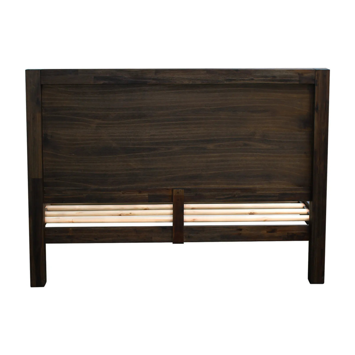 Bed Frame Double Size in Solid Wood Veneered Acacia Bedroom Timber Slat in Chocolate - Image 6