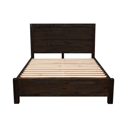 Bed Frame King Size in Solid Wood Veneered Acacia Bedroom Timber Slat in Chocolate - Image 3