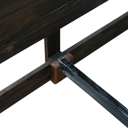 Bed Frame King Size in Solid Wood Veneered Acacia Bedroom Timber Slat in Chocolate - Image 8