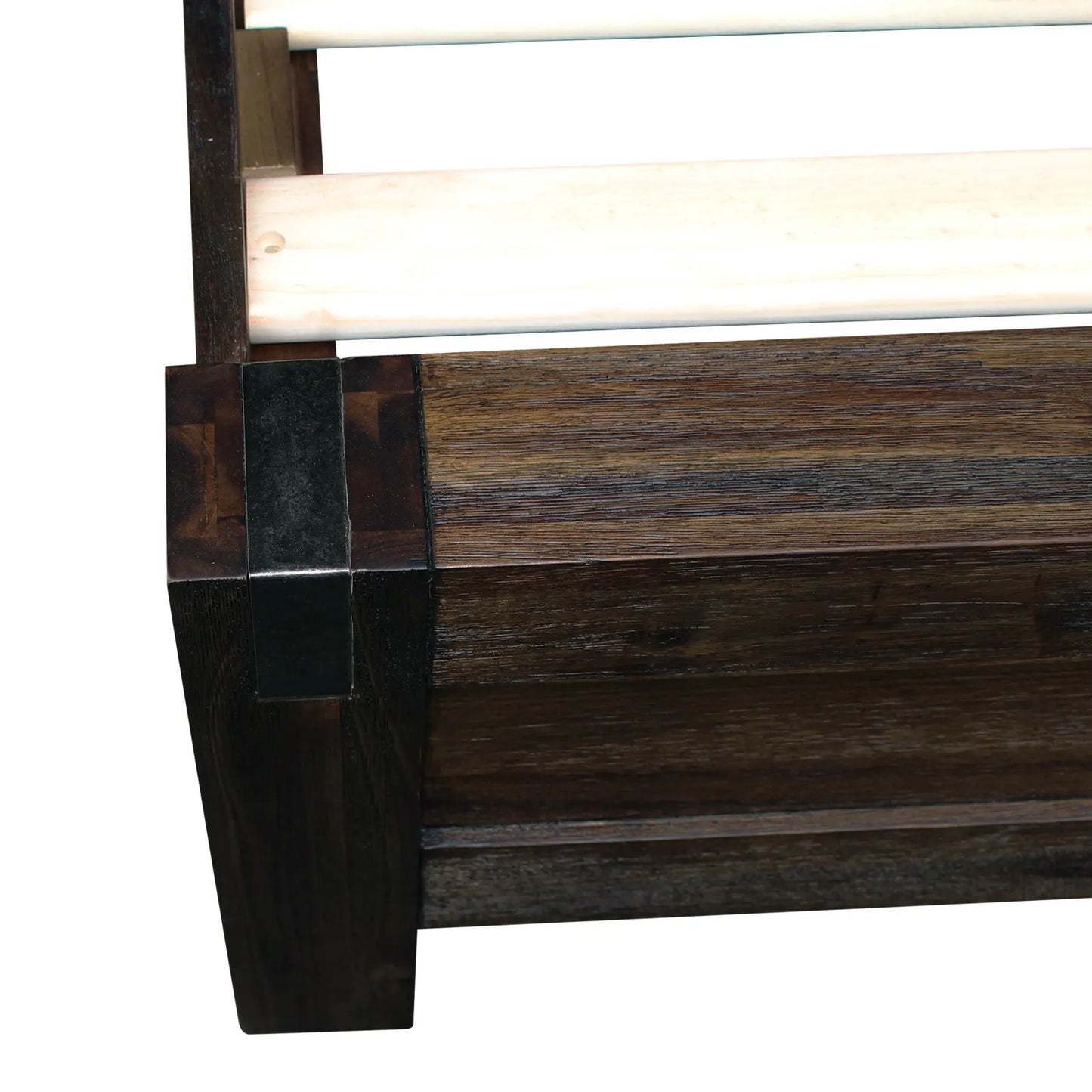 Bed Frame King Size in Solid Wood Veneered Acacia Bedroom Timber Slat in Chocolate - Image 9