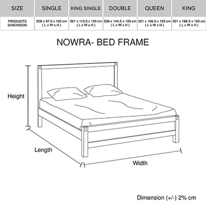 Bed Frame King Size in Solid Wood Veneered Acacia Bedroom Timber Slat in Oak - Image 7
