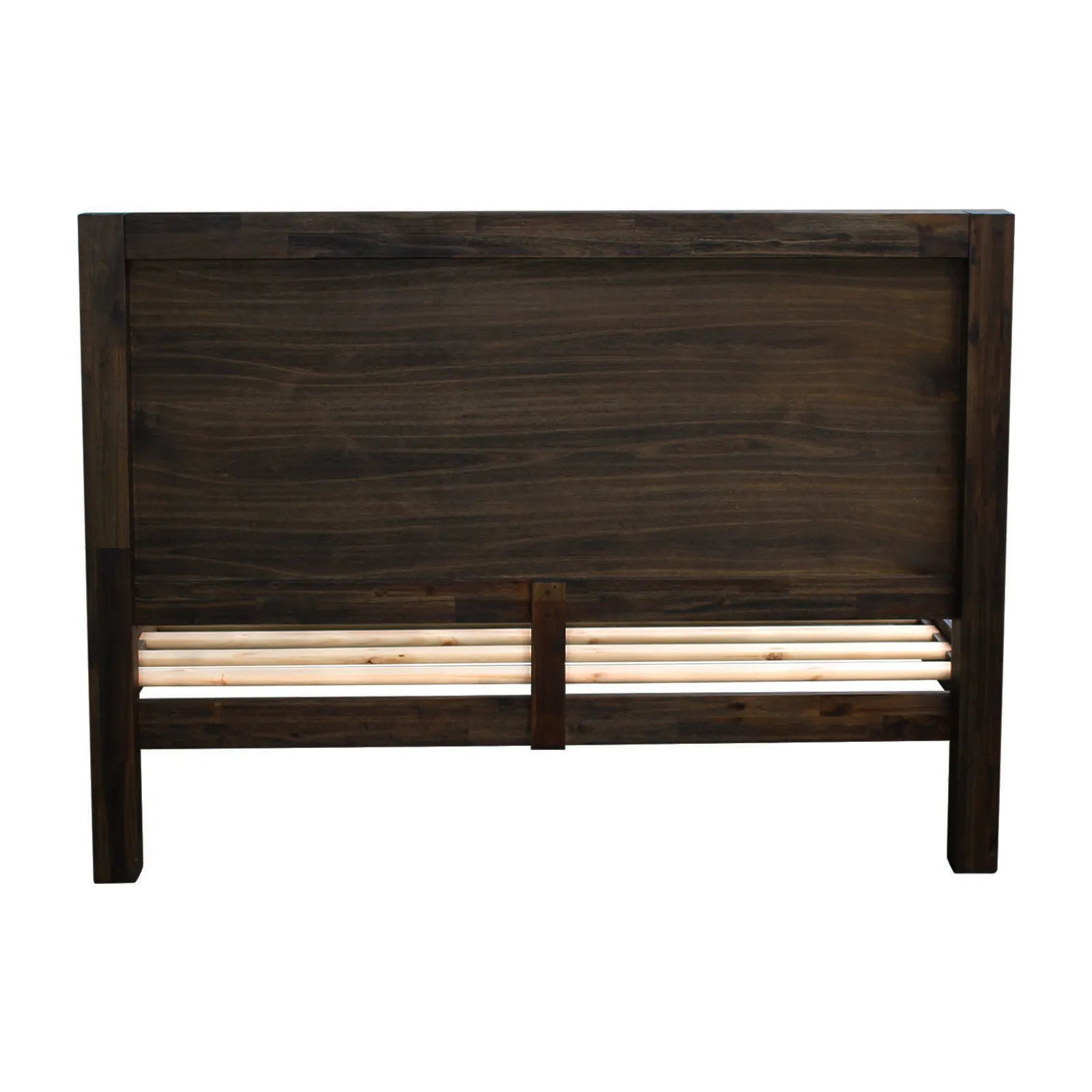 Bed Frame Queen Size in Solid Wood Veneered Acacia Bedroom Timber Slat in Chocolate - Image 6