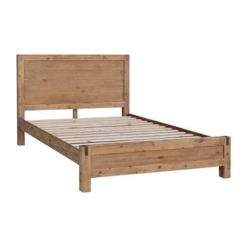 Bed Frame Queen Size in Solid Wood Veneered Acacia Bedroom Timber Slat in Oak - Image 2