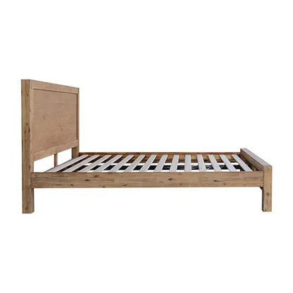 Bed Frame Queen Size in Solid Wood Veneered Acacia Bedroom Timber Slat in Oak - Image 4