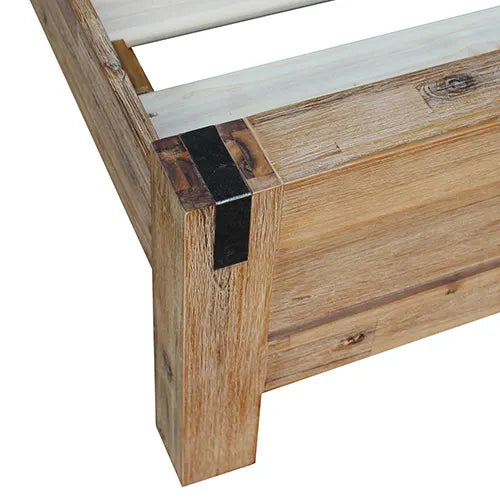 Bed Frame Queen Size in Solid Wood Veneered Acacia Bedroom Timber Slat in Oak - Image 6