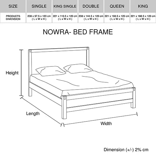 Bed Frame Queen Size in Solid Wood Veneered Acacia Bedroom Timber Slat in Oak - Image 7
