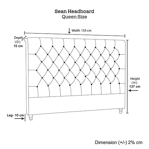 Bed Head Queen Size French Provincial Headboard Upholsterd Fabric Charcoal - Image 5