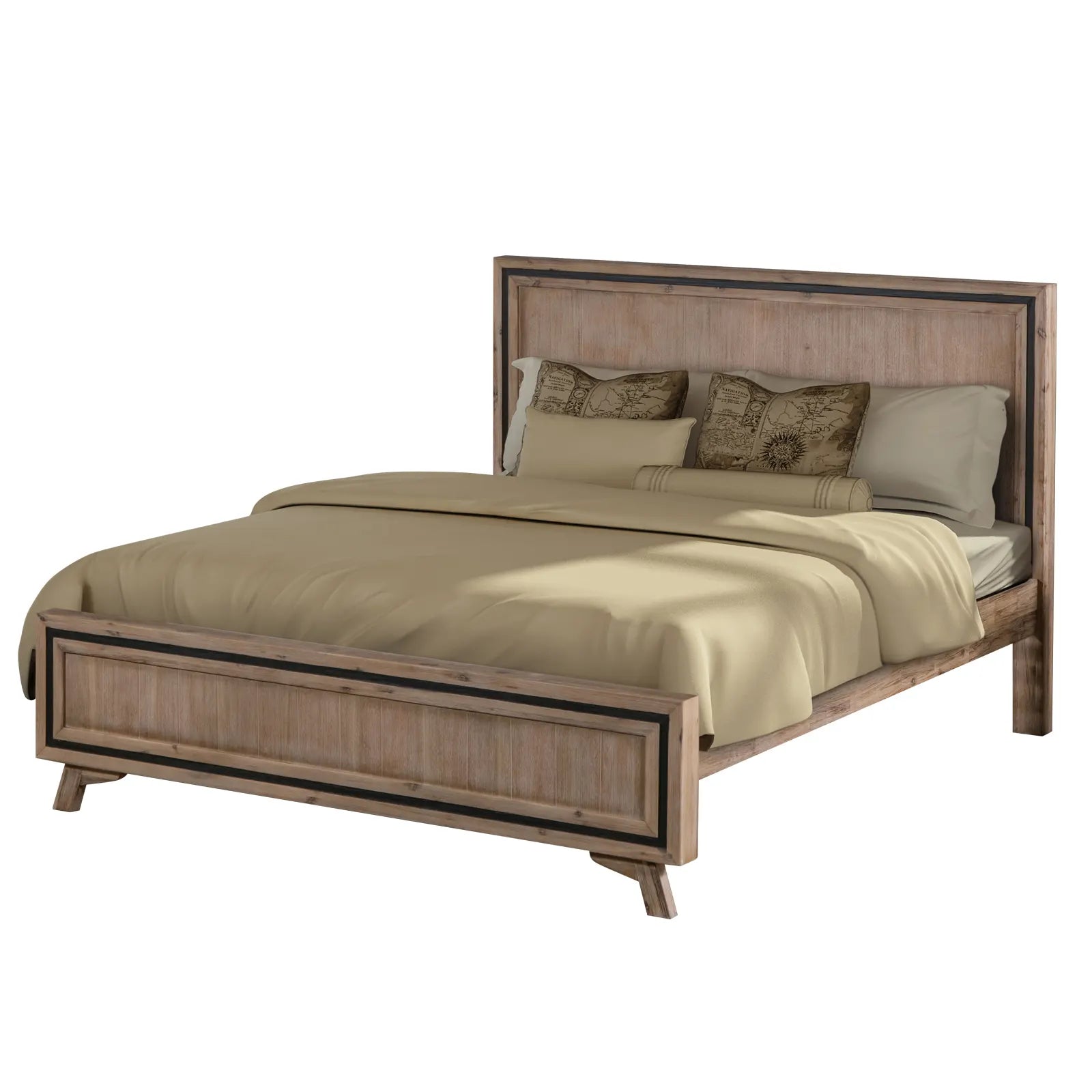 King Size Silver Brush Bed Frame in Acacia Wood Construction - Image 3