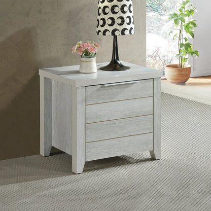 Bedside Table 2 drawers Storage Table Night Stand MDF in White Ash