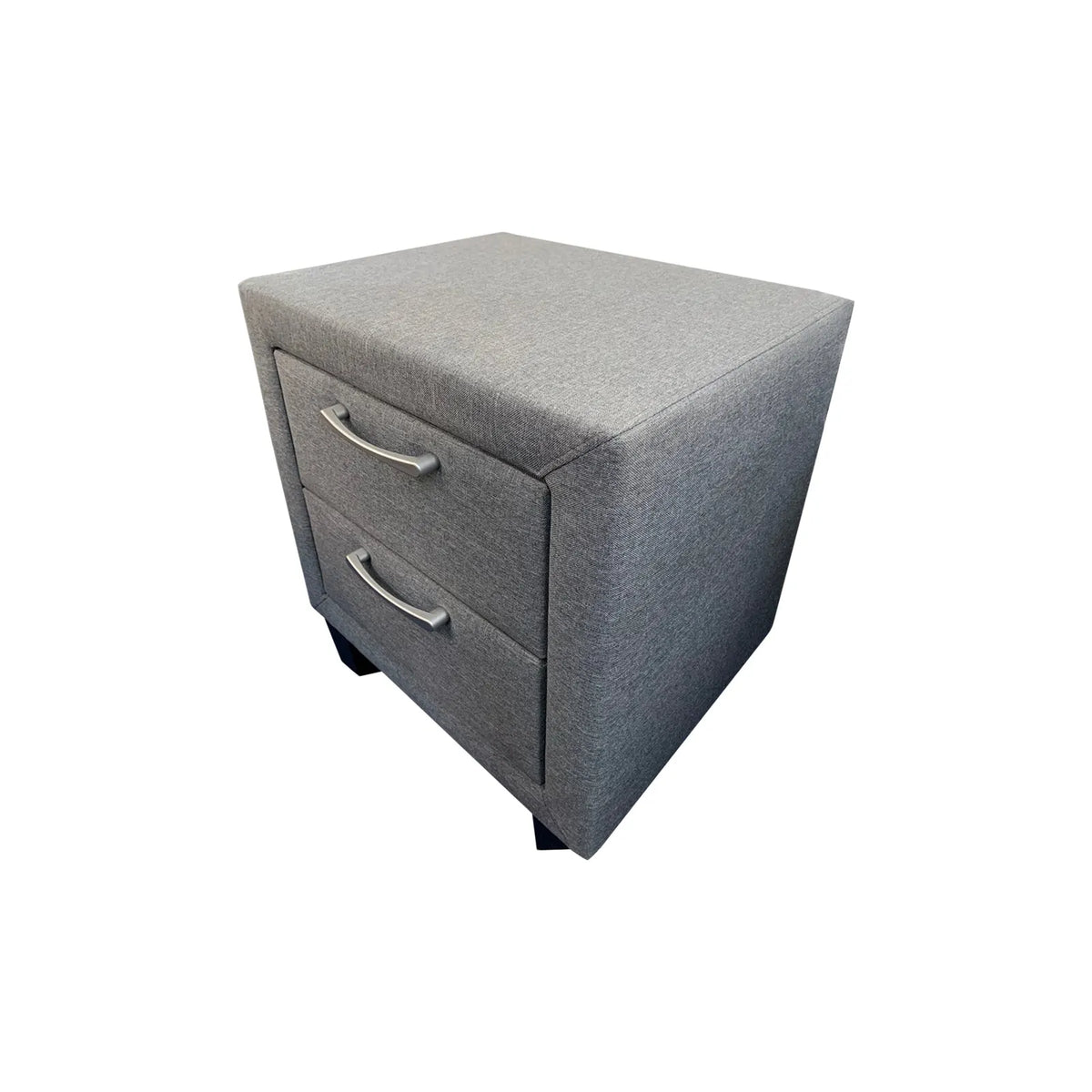 Bedside Table 2 drawers Night Stand Upholstery Fabric Storage in Light Grey Colour - Image 2